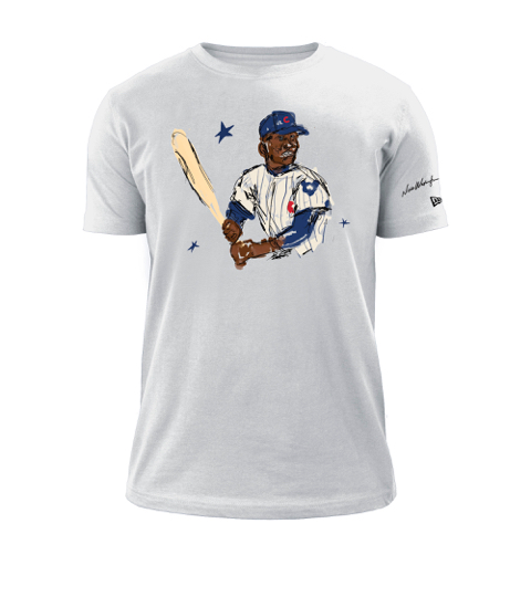KC Monarchs Buck O'Neil T-Shirt from Homage. | Light Blue | Vintage Apparel from Homage.